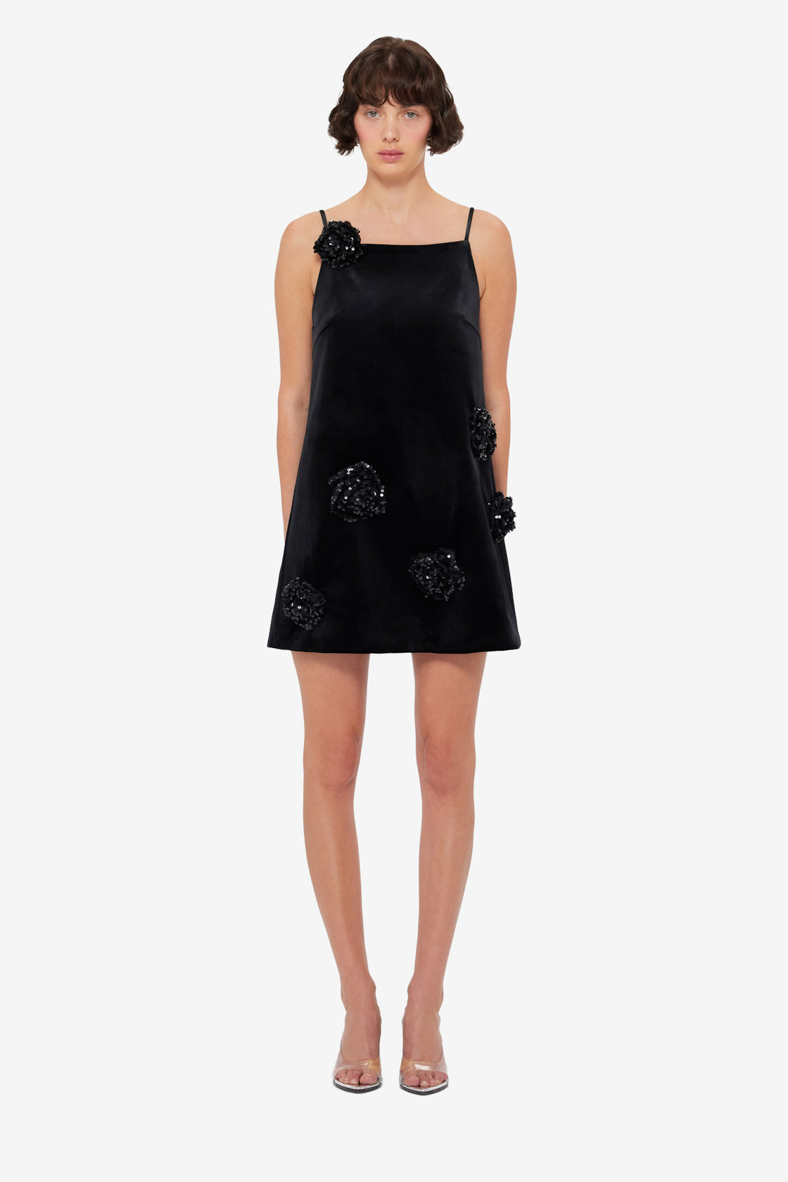 Exclusive LEO LIN Leia Velvet Mini Dress - Onyx