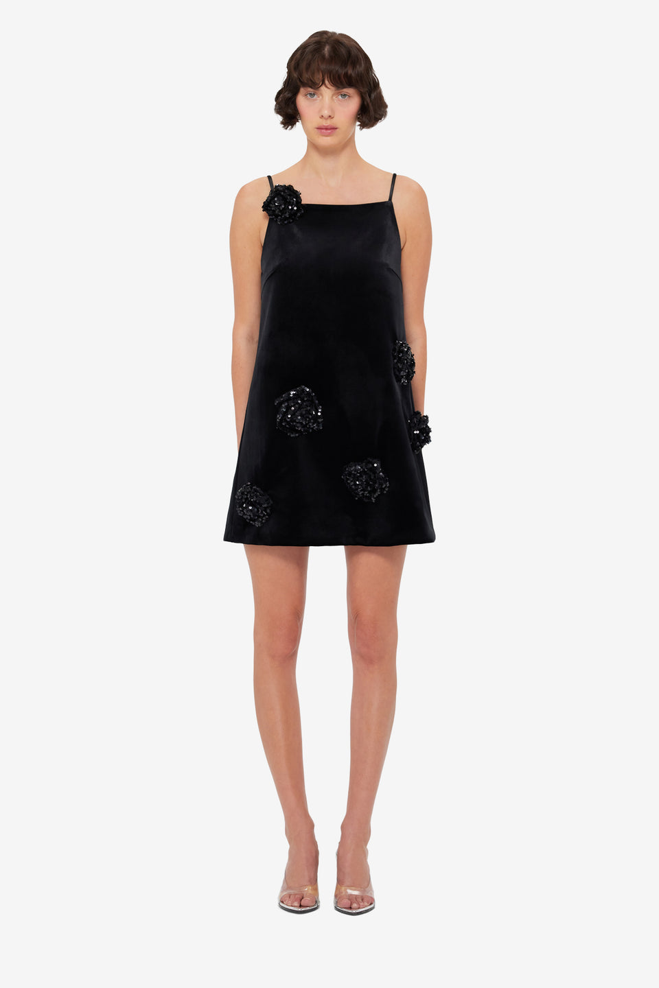 Exclusive LEO LIN Leia Velvet Mini Dress - Onyx