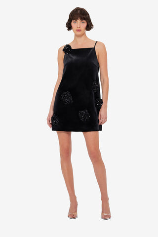 Exclusive LEO LIN Leia Velvet Mini Dress - Onyx