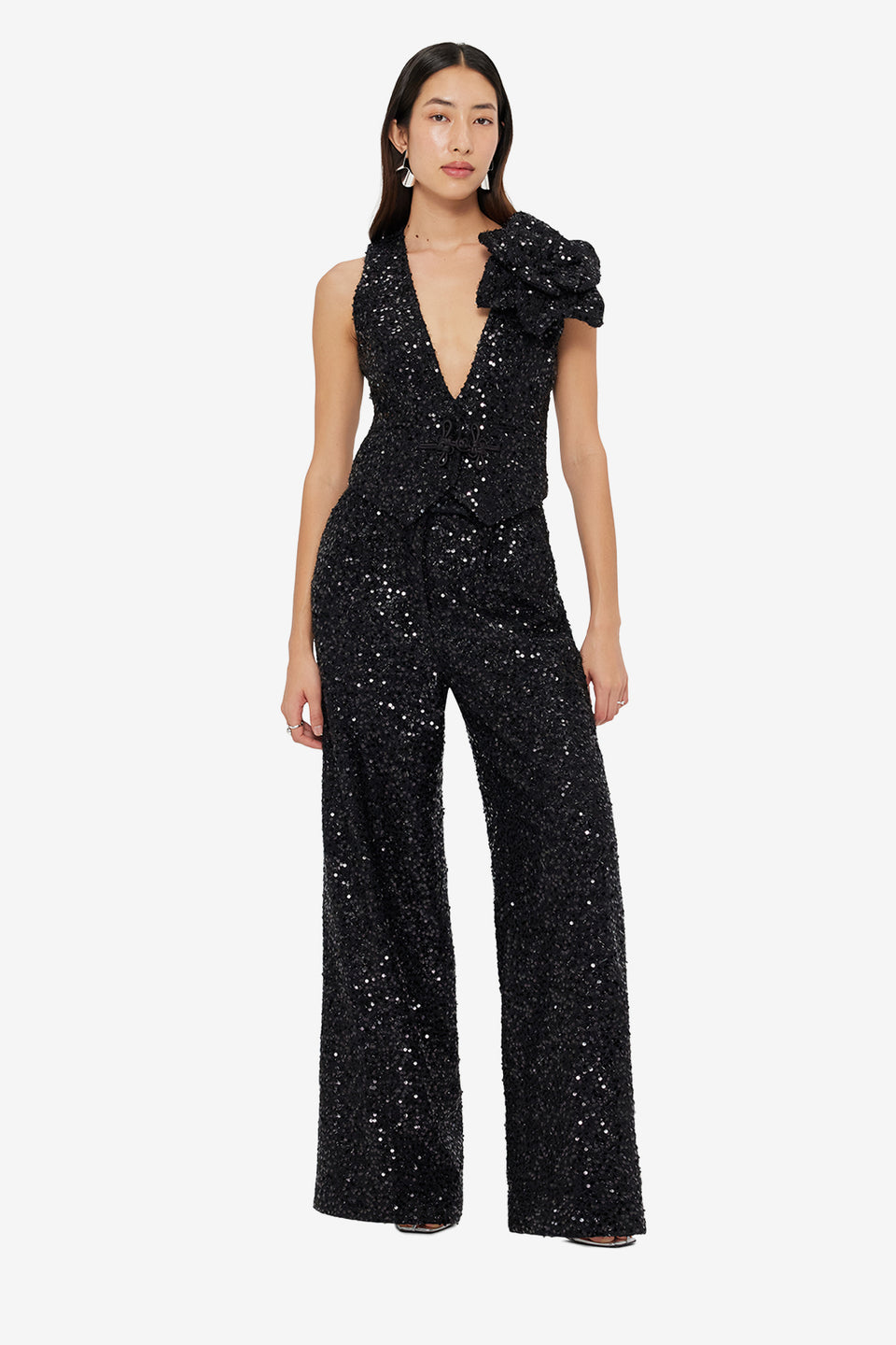 Exclusive LEO LIN Anna-May Sequin Vest - Onyx