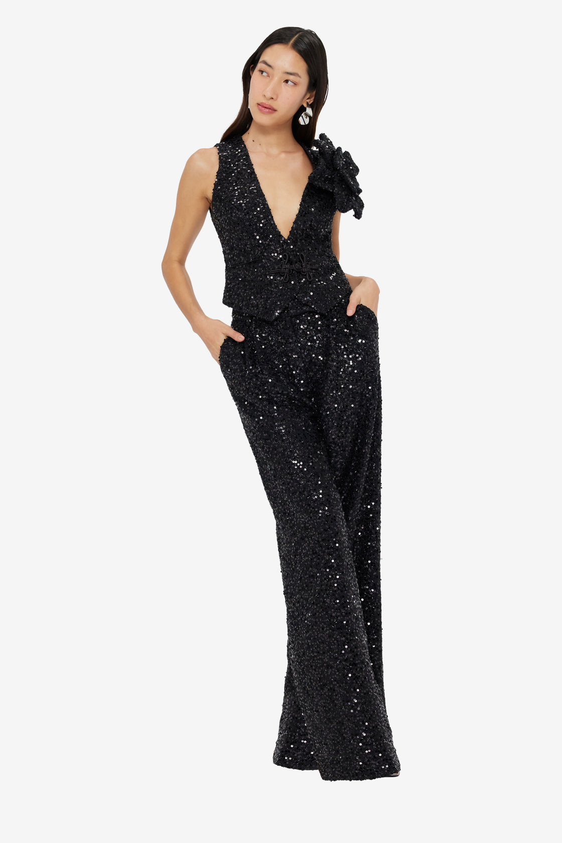 Exclusive LEO LIN Greta Sequin Pants - Onyx