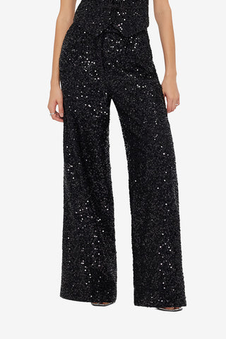 Exclusive LEO LIN Greta Sequin Pants - Onyx