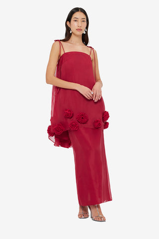 Exclusive LEO LIN Xuan Rose Top - Garnet