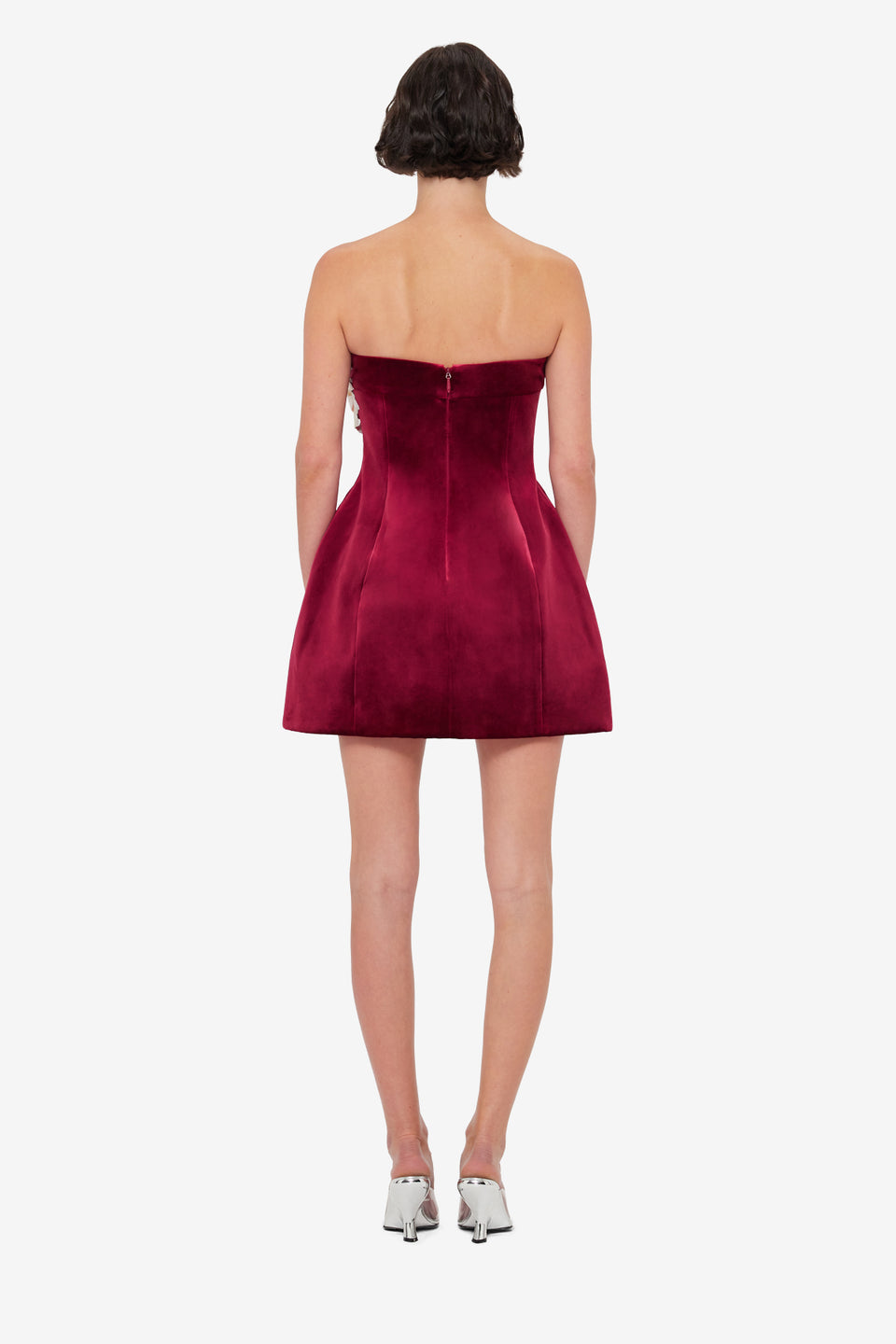 Exclusive LEO LIN Rosanne Velvet Appliqué Floral Bustier Mini Dress - Garnet
