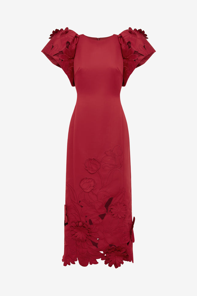 Exclusive LEO LIN Lucinda Appliqué Maxi Dress - Garnet
