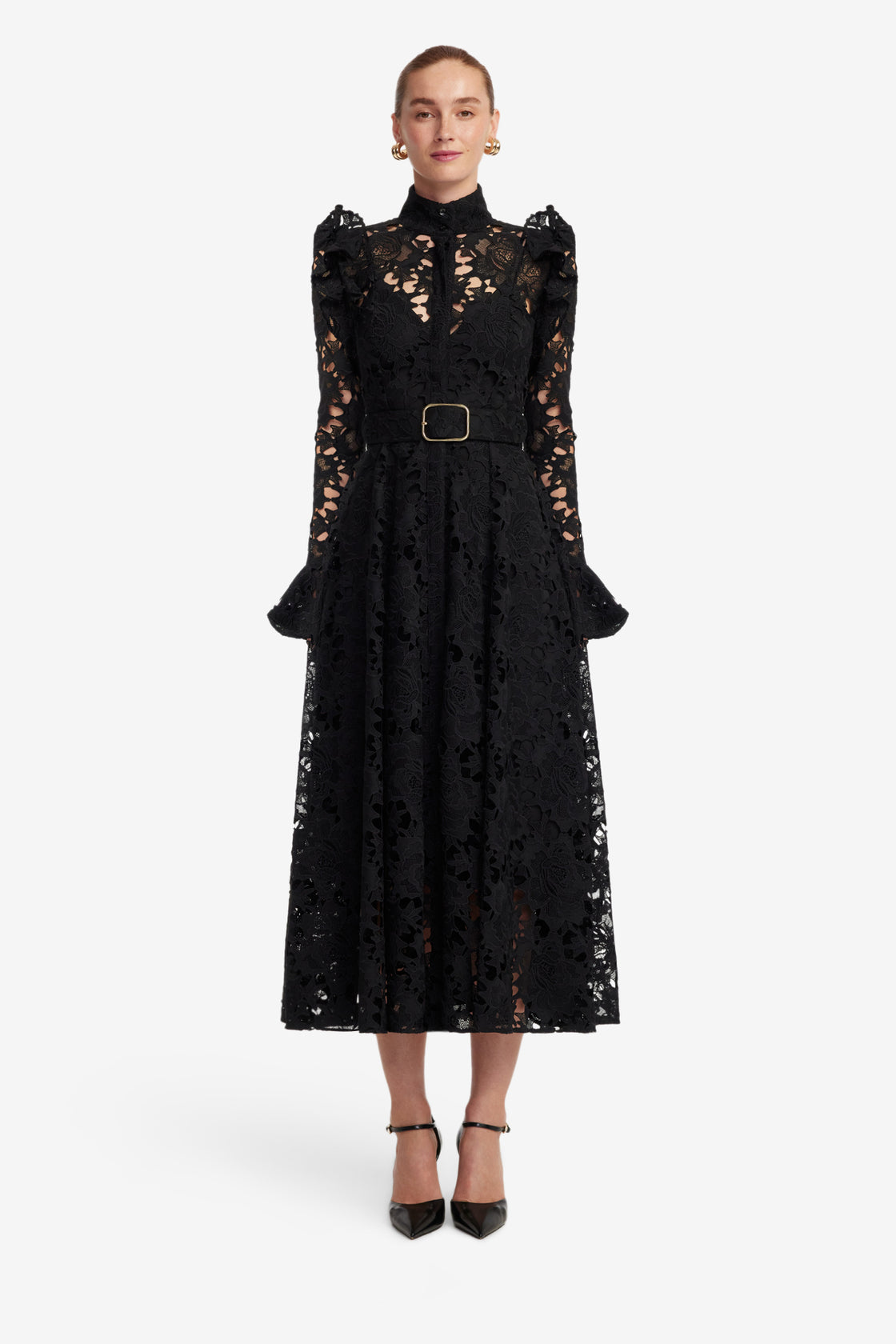 leo lin aliyah lace butterfly-sleeve midi dress Leo Lin Aliyah Lace Butterfly Sleeve Midi Dress