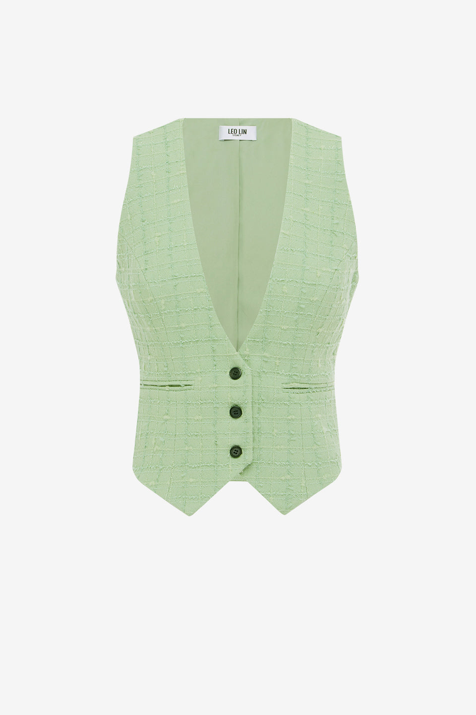 Exclusive LEO LIN Anna-May Tweed Vest - Caledon Green