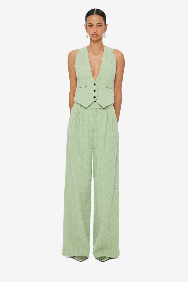 Exclusive LEO LIN Elisha Tweed Wide Leg Pants - Caledon Green