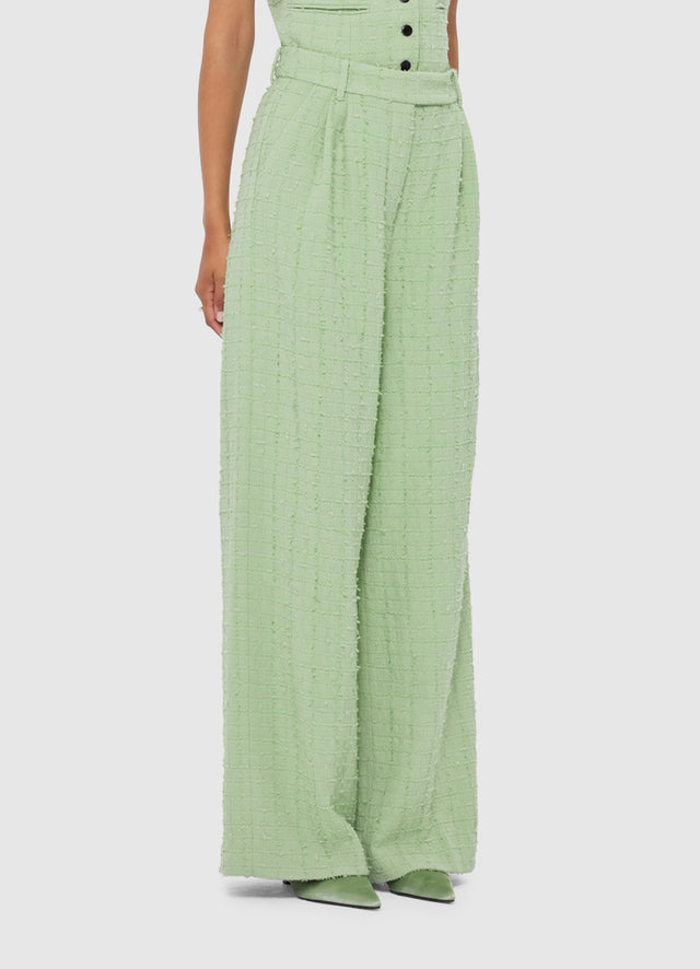 Exclusive LEO LIN Elisha Tweed Wide Leg Pants - Caledon Green
