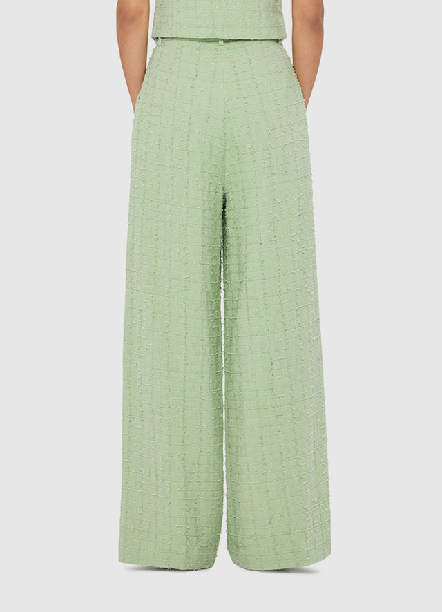Exclusive LEO LIN Elisha Tweed Wide Leg Pants - Caledon Green