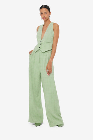 Exclusive LEO LIN Elisha Tweed Wide Leg Pants - Caledon Green