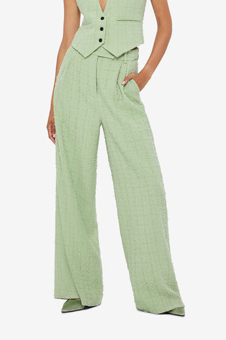 Exclusive LEO LIN Elisha Tweed Wide Leg Pants - Caledon Green