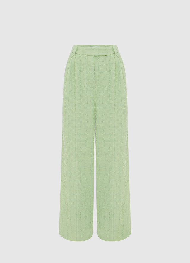 Exclusive LEO LIN Elisha Tweed Wide Leg Pants - Caledon Green