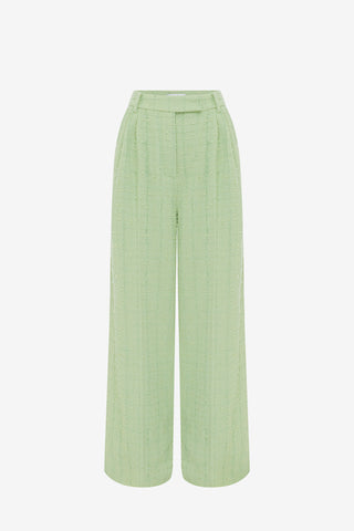 Exclusive LEO LIN Elisha Tweed Wide Leg Pants - Caledon Green