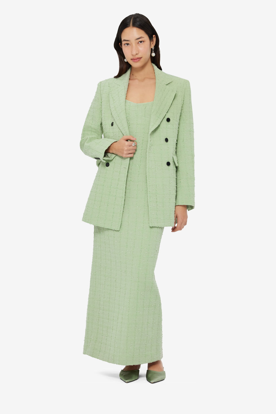 Jazlyn Tweed Blazer - Caledon Green