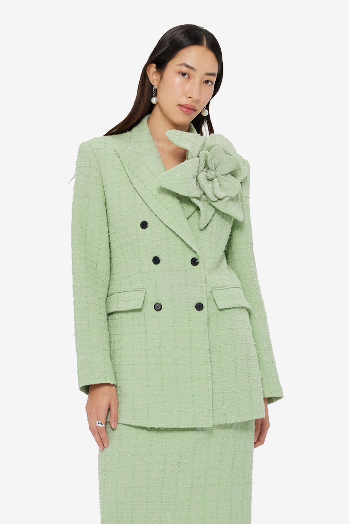 Jazlyn Tweed Blazer - Caledon Green
