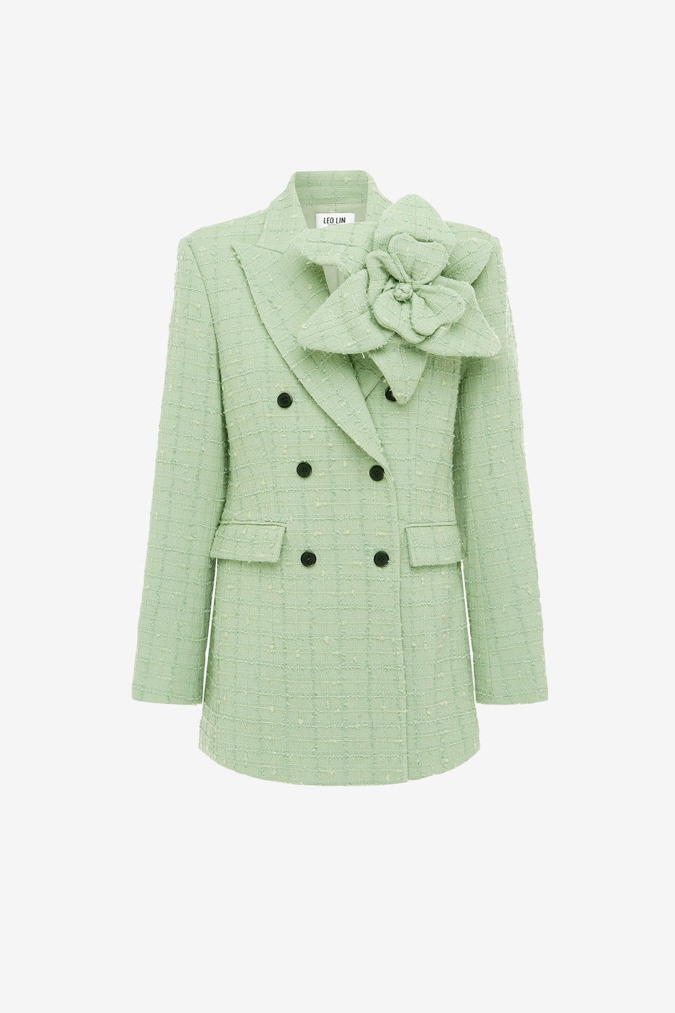 Exclusive LEO LIN Jazlyn Tweed Blazer - Caledon Green