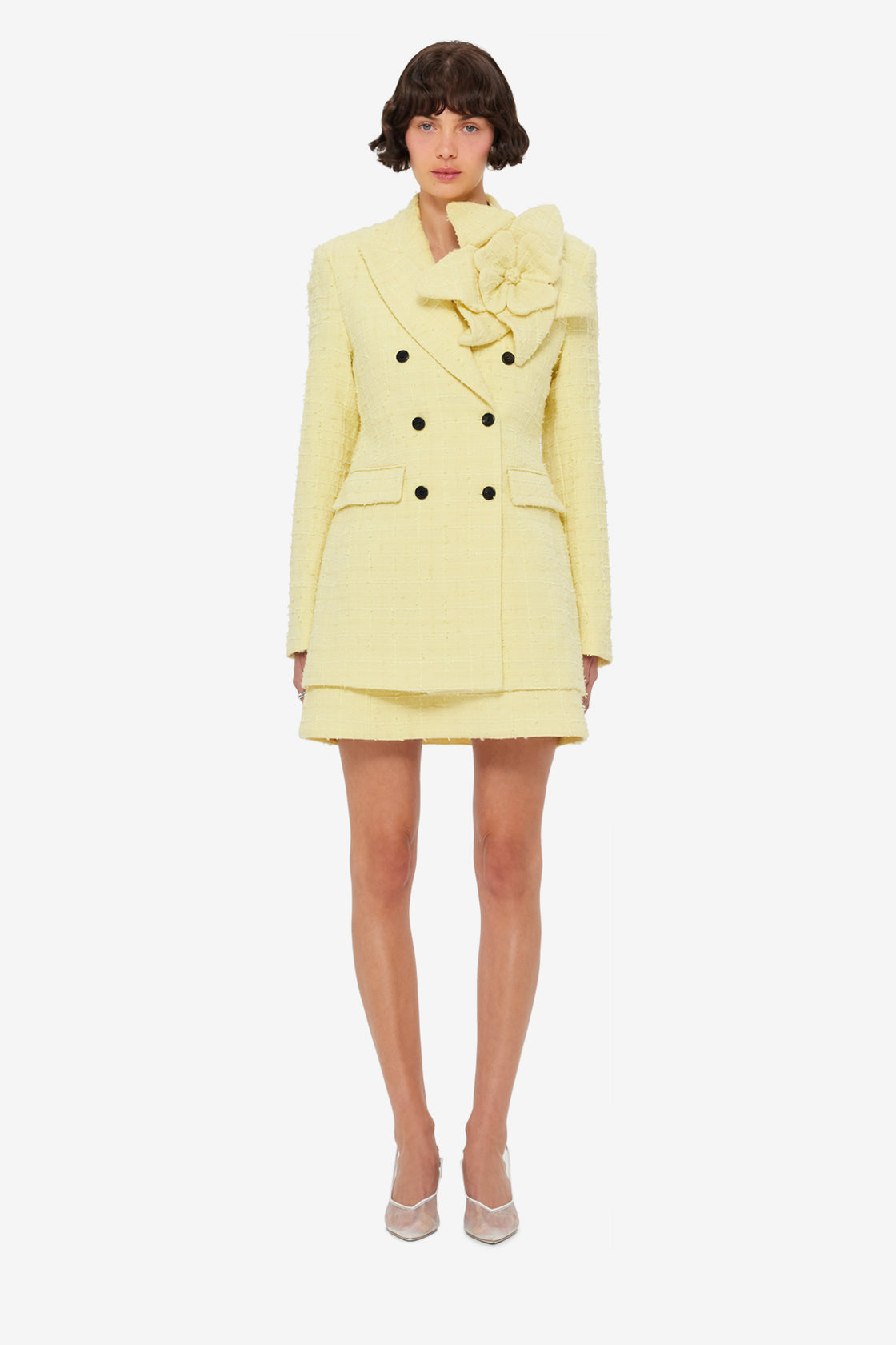 Exclusive LEO LIN Jazlyn Tweed Blazer - Sorbet Yellow