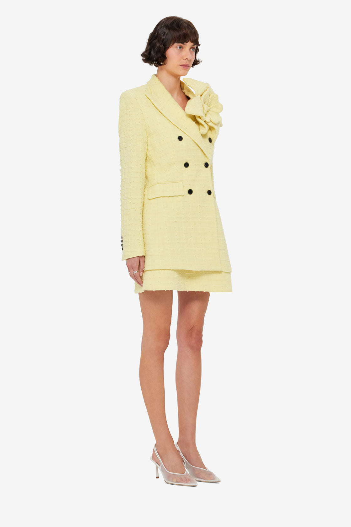 Exclusive LEO LIN Jazlyn Tweed Blazer - Sorbet Yellow