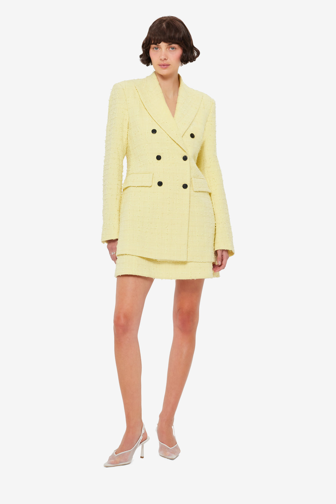 Exclusive LEO LIN Jazlyn Tweed Blazer - Sorbet Yellow