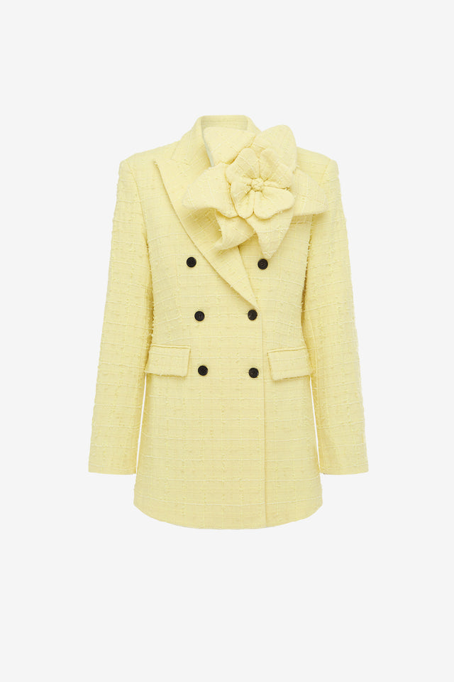 Exclusive LEO LIN Jazlyn Tweed Blazer - Sorbet Yellow