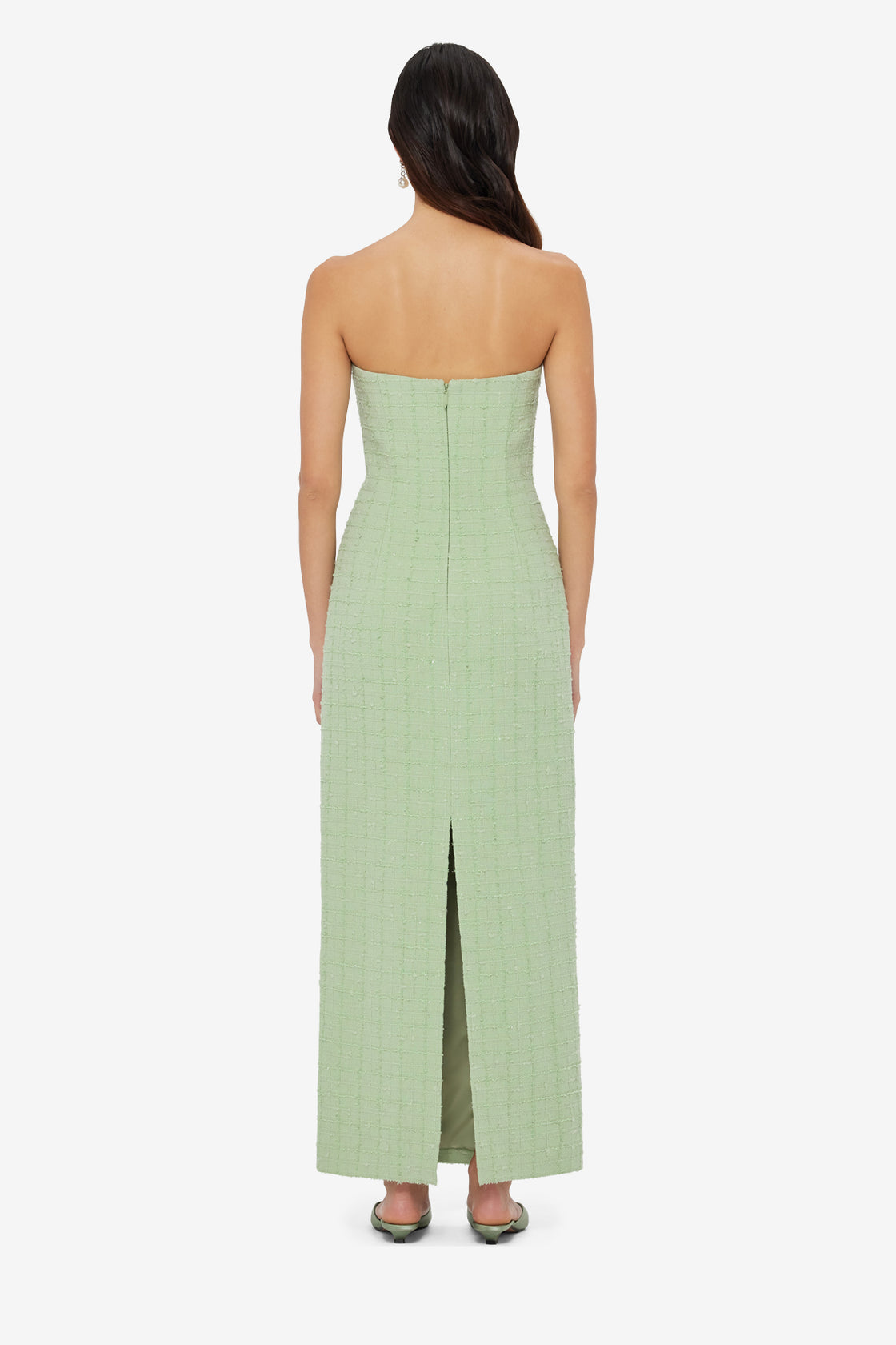Exclusive LEO LIN Zayna Tweed Bustier Maxi Dress - Caledon Green