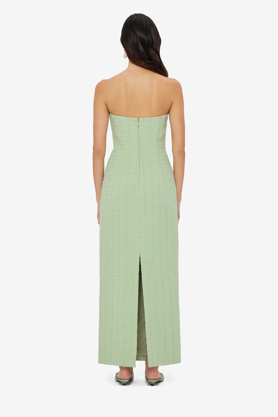 Exclusive LEO LIN Zayna Tweed Bustier Maxi Dress - Caledon Green