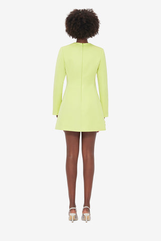 Exclusive LEO LIN Aliza Long Sleeve Petal Mini Dress - Chartreuse