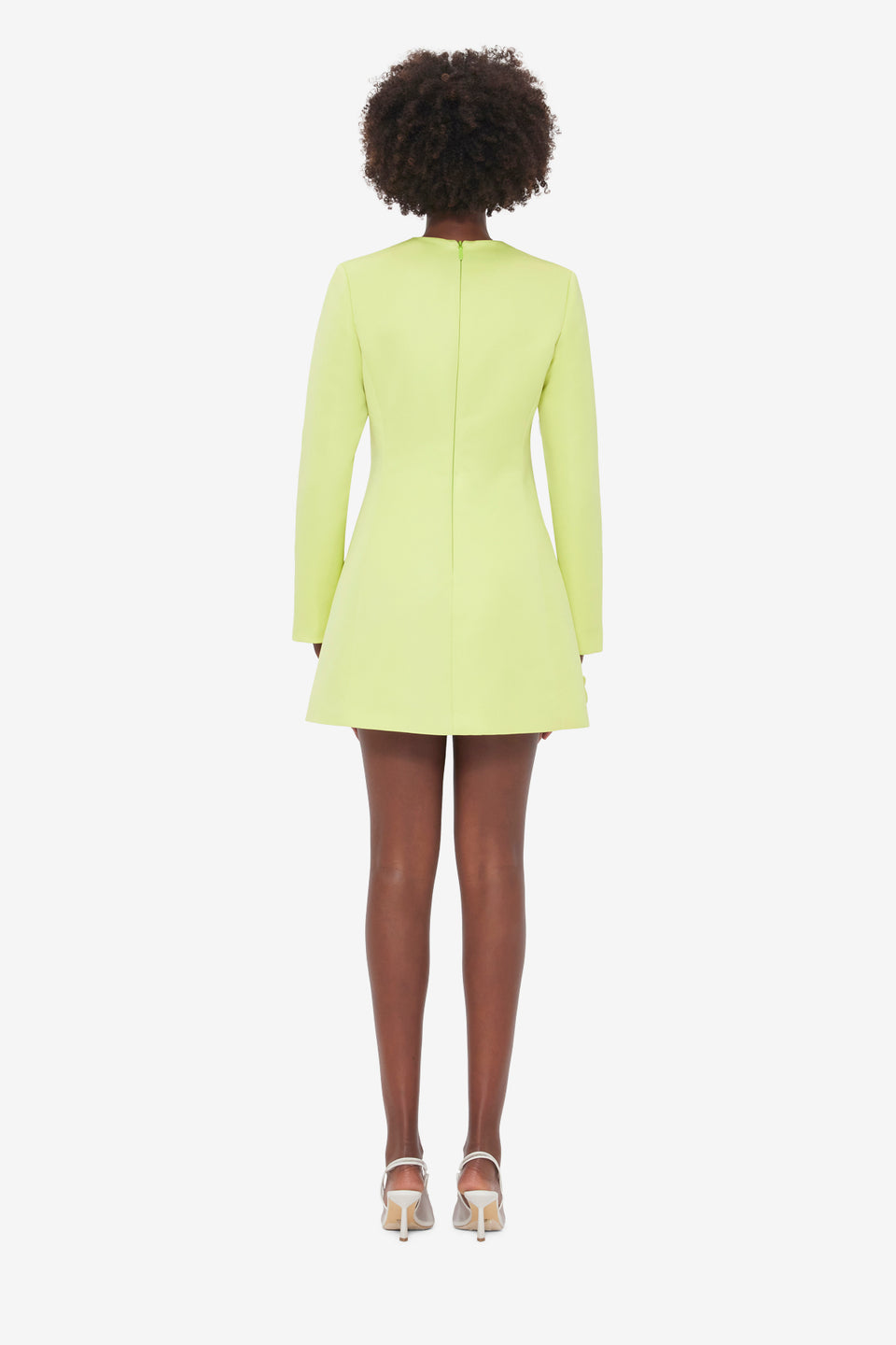 Exclusive LEO LIN Aliza Long Sleeve Petal Mini Dress - Chartreuse