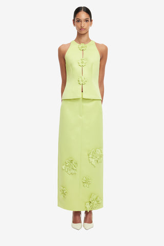 Exclusive LEO LIN Olivia Petal Maxi Skirt - Chartreuse
