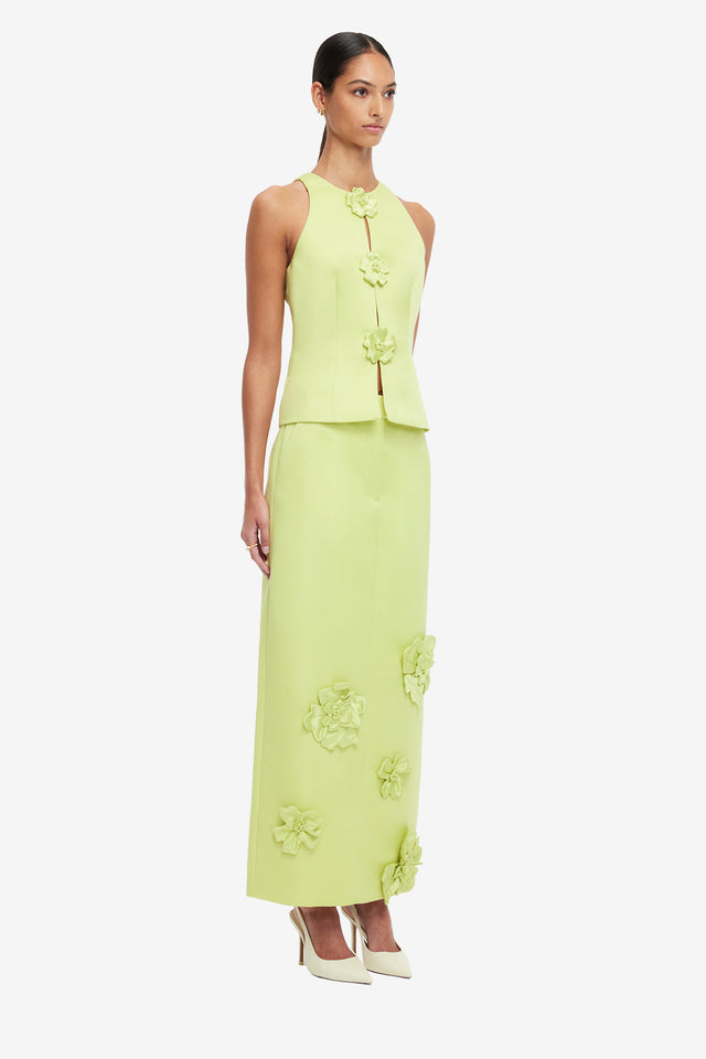 Exclusive LEO LIN Olivia Petal Maxi Skirt - Chartreuse