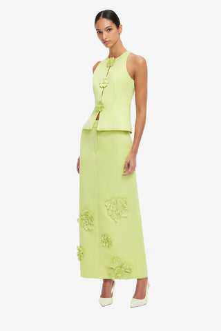 Exclusive LEO LIN Olivia Petal Maxi Skirt - Chartreuse