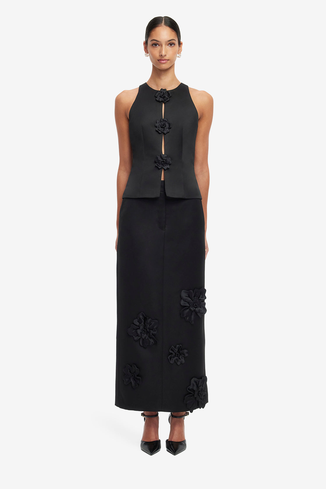 Exclusive LEO LIN Olivia Petal Maxi Skirt - Ebony