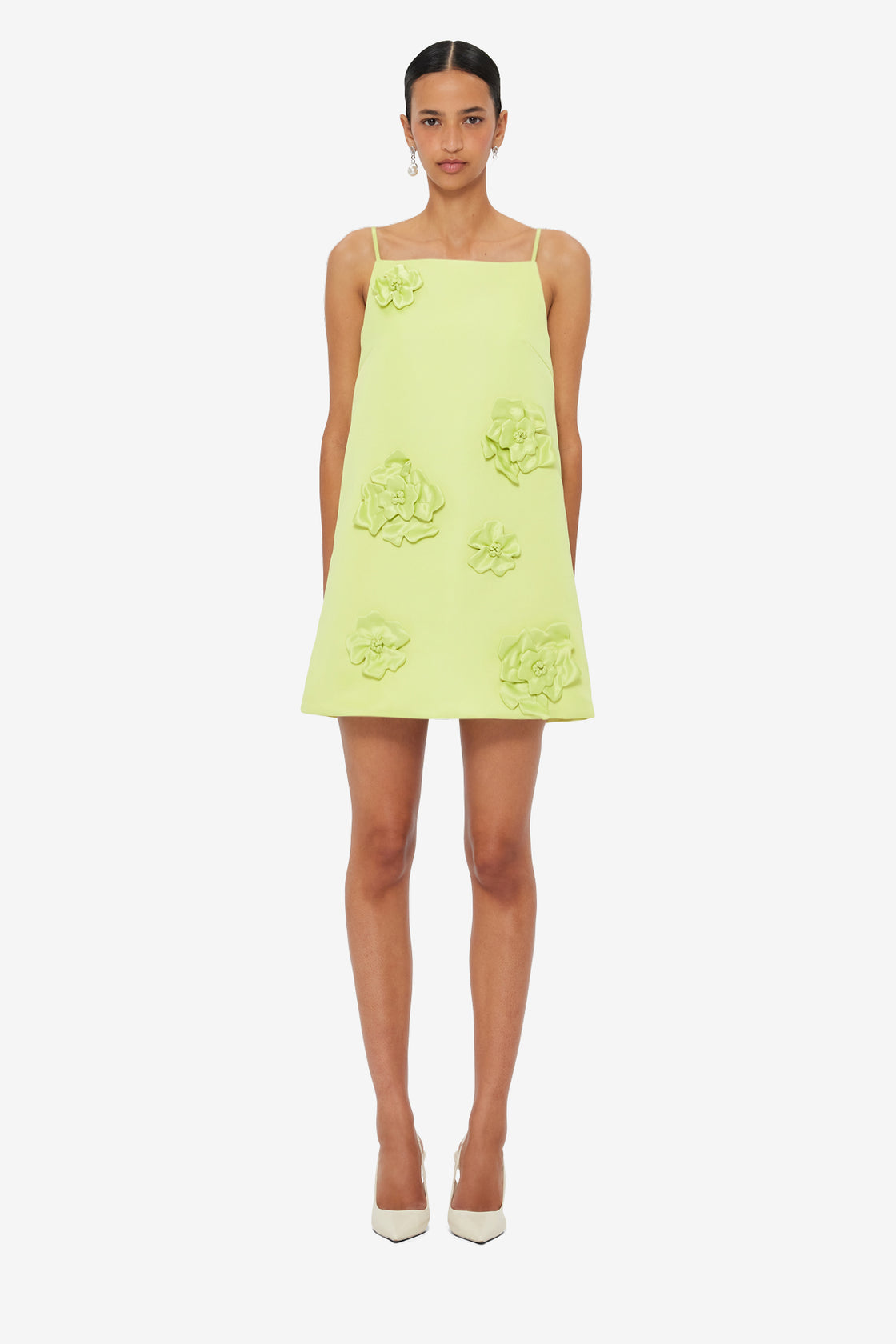 Exclusive LEO LIN Leia Petal Mini Dress - Chartreuse