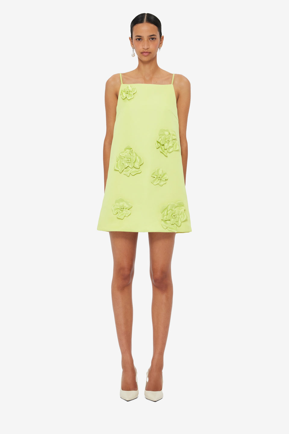 Exclusive LEO LIN Leia Petal Mini Dress - Chartreuse