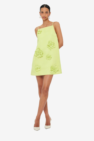 Exclusive LEO LIN Leia Petal Mini Dress - Chartreuse