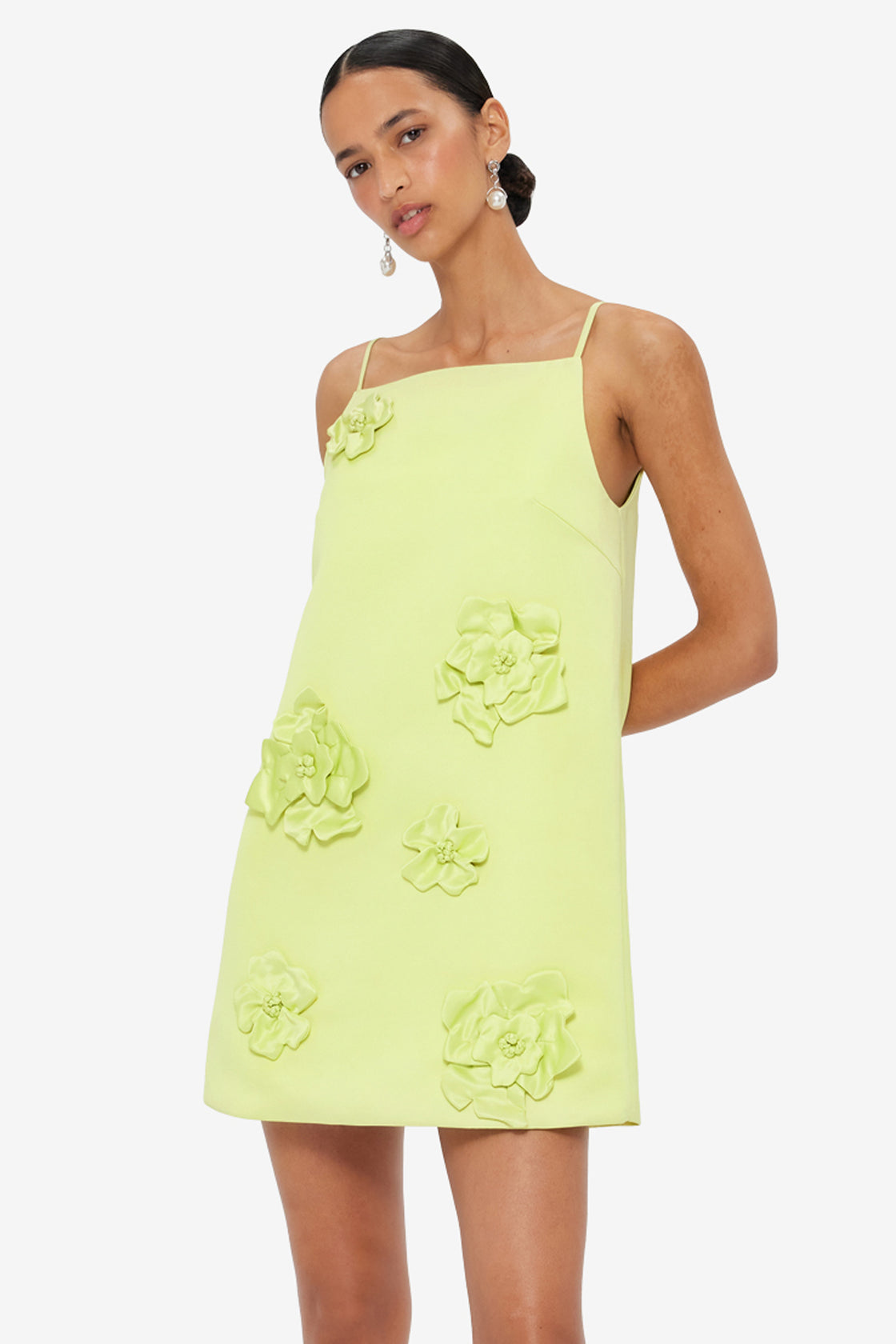 Exclusive LEO LIN Leia Petal Mini Dress - Chartreuse