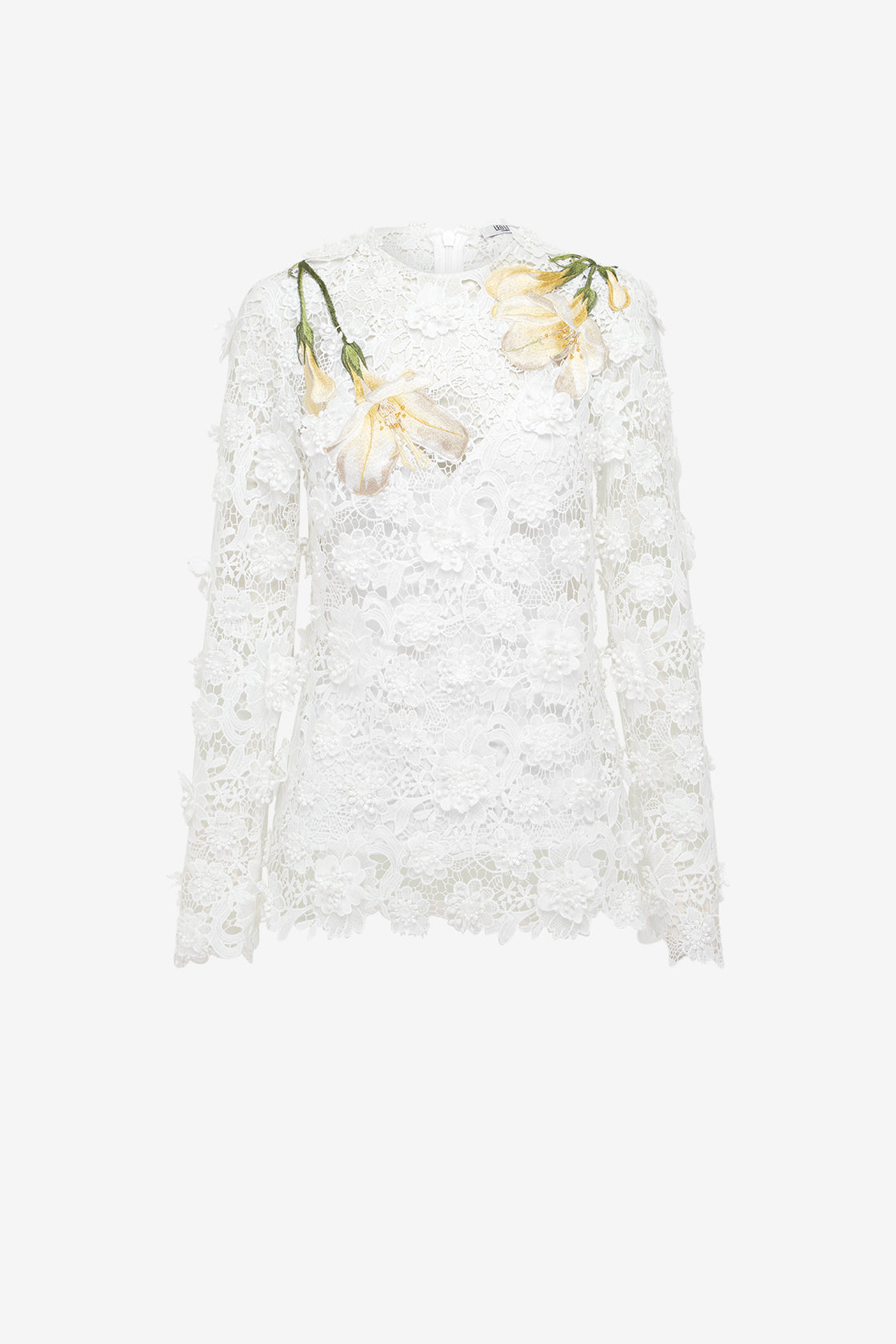 Exclusive LEO LIN Luna Embroidered Lace Top - Snow