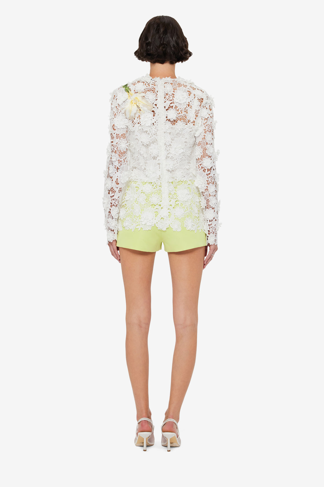 Exclusive LEO LIN Luna Embroidered Lace Top - Snow