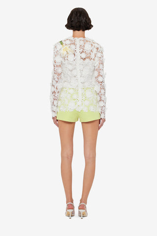 Exclusive LEO LIN Luna Embroidered Lace Top - Snow