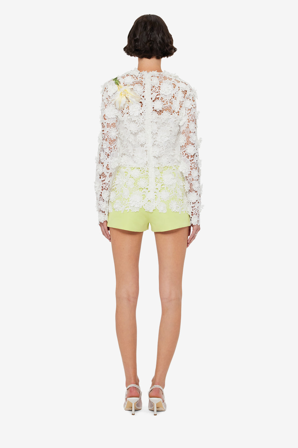 Exclusive LEO LIN Luna Embroidered Lace Top - Snow