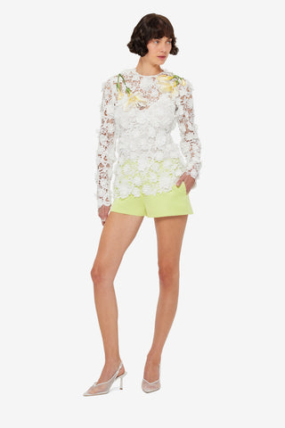 Exclusive LEO LIN Luna Embroidered Lace Top - Snow