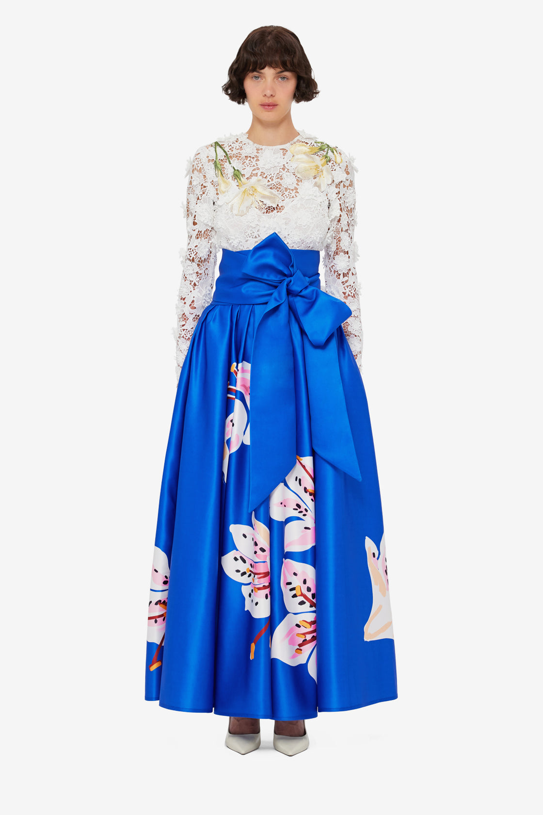 Exclusive LEO LIN Valerie Maxi Skirt - Lily Print in Cobalt