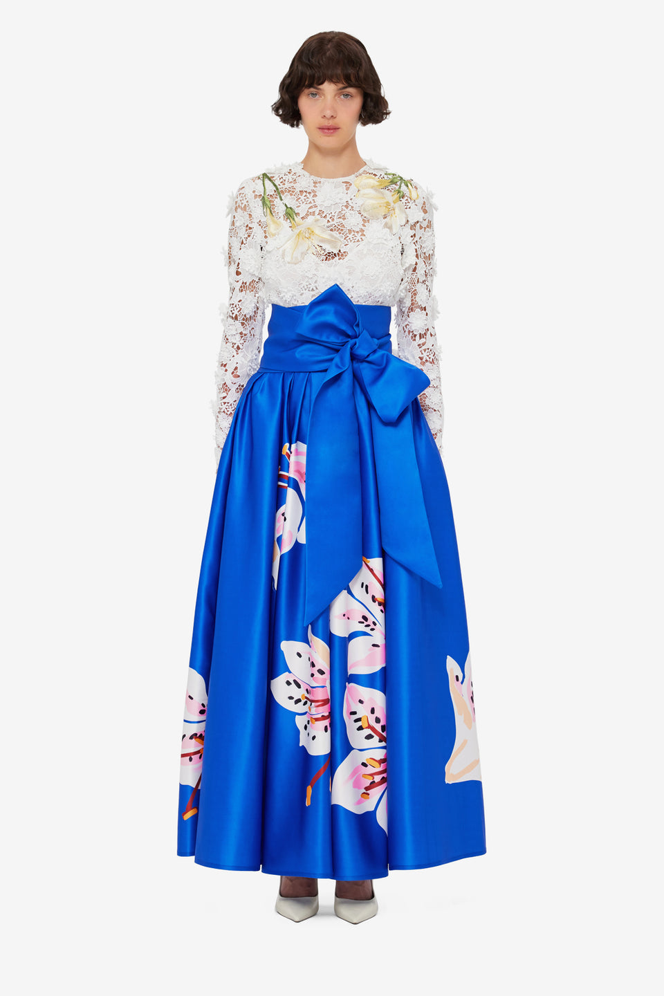 Exclusive LEO LIN Valerie Maxi Skirt - Lily Print in Cobalt