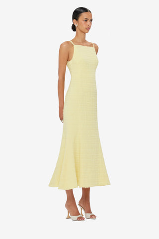 Exclusive LEO LIN Regina Tweed Midi Dress - Sorbet Yellow