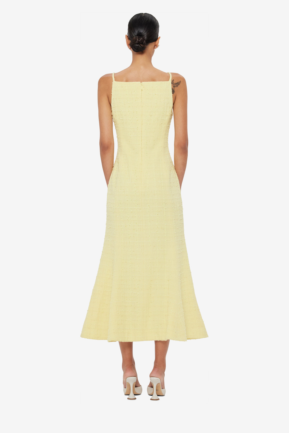 Regina Tweed Midi Dress - Sorbet Yellow Regina Tweed Midi Dress - Sorbet Yellow