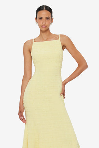 Exclusive LEO LIN Regina Tweed Midi Dress - Sorbet Yellow