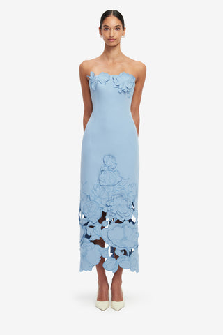 Exclusive LEO LIN Rayna Appliqué Bustier Maxi Dress - Baby Blue
