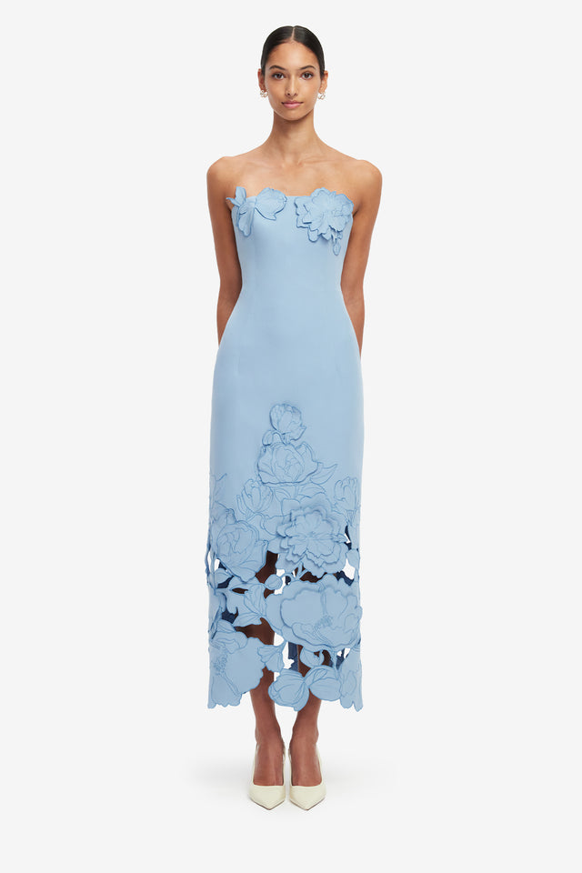 Exclusive LEO LIN Rayna Appliqué Bustier Maxi Dress - Baby Blue