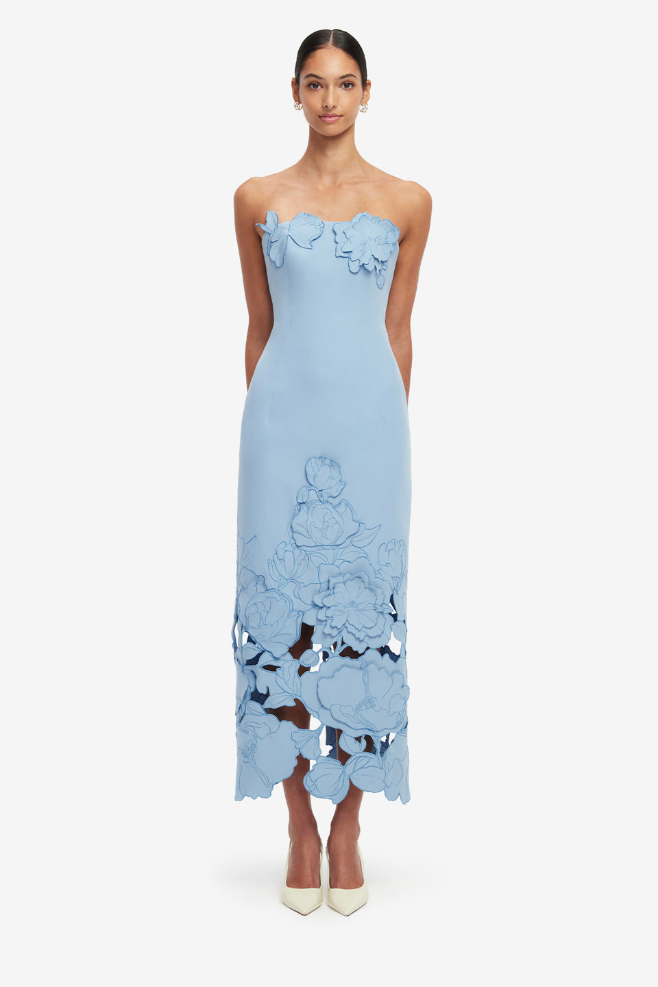 Exclusive LEO LIN Rayna Appliqué Bustier Maxi Dress - Baby Blue